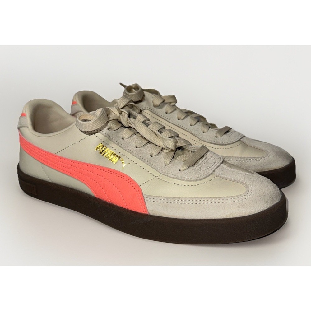 Women's Puma Club 2 Era Alpine Snow Beige And‎ Orange Sneakers Size 10